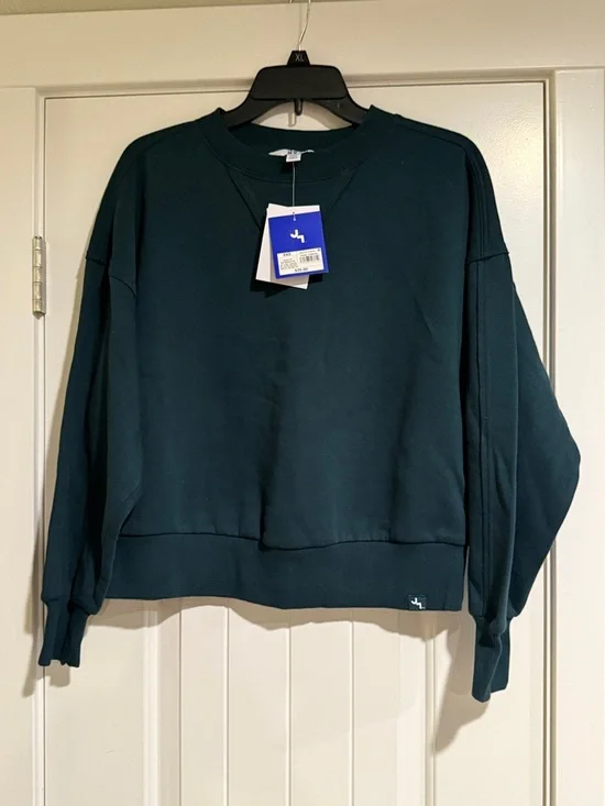 Joy Lab Women's Dark Green Crewneck Sweatshirt - Picture 1 of 8